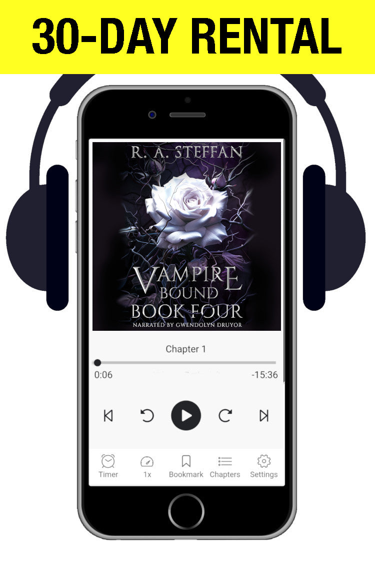 Promotional graphic for a 30-day rental of the audiobook 'Vampire: Bound Book Four' by R. A.