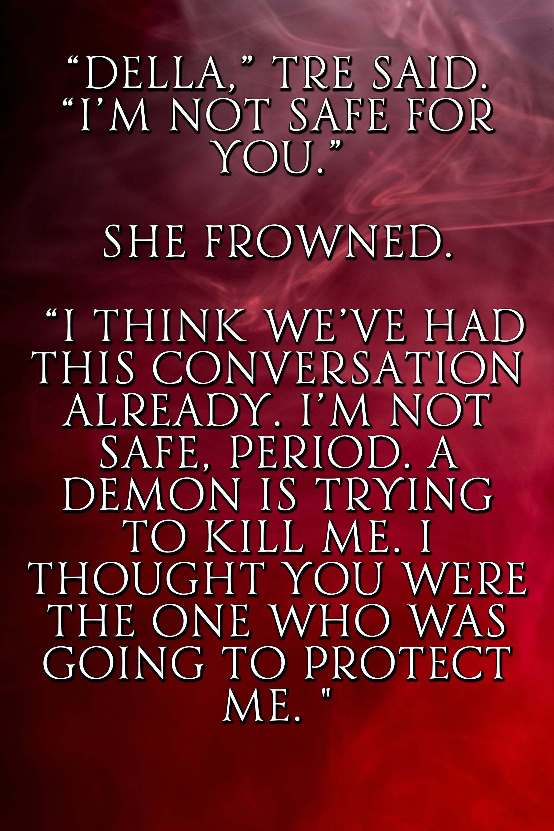 Text from Lover's Rebirth on a red background with a smoky effect