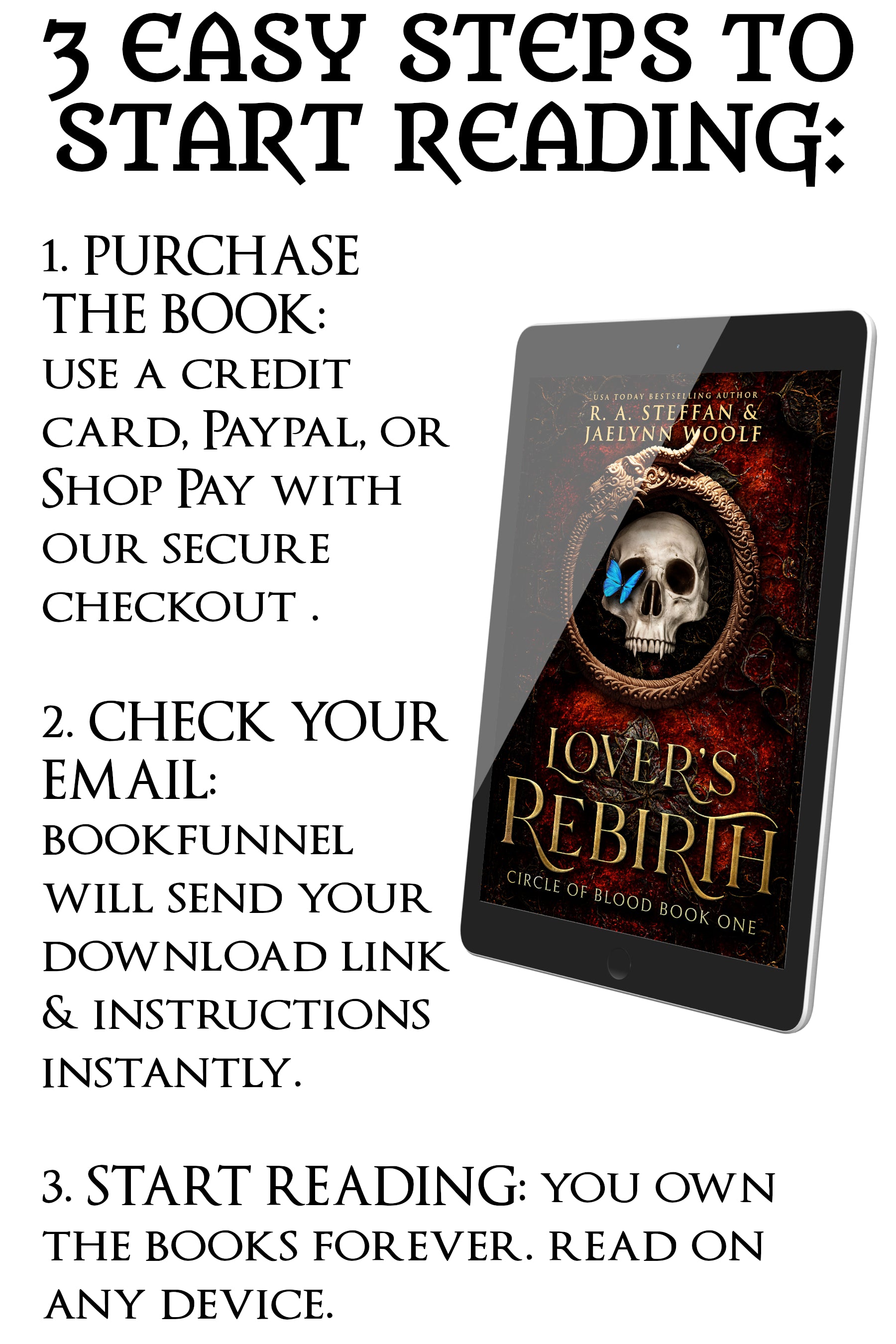 Promotional graphic for 'Lover's Rebirth' with text on how to start reading the book.