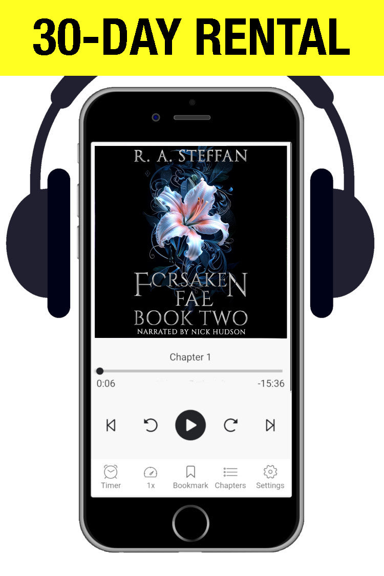 A promotional graphic for a 30-day rental of the book 'Forsaken Fae: Book Two' by R. A.