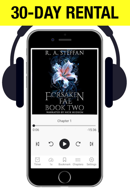 A promotional graphic for a 30-day rental of the book 'Forsaken Fae: Book Two' by R. A.
