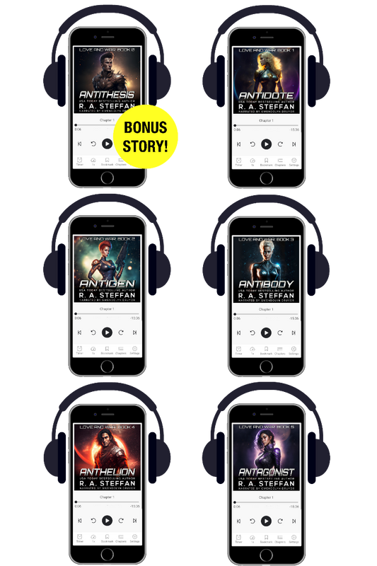 Love and War audiobook bundle covers, sci-fi romance series