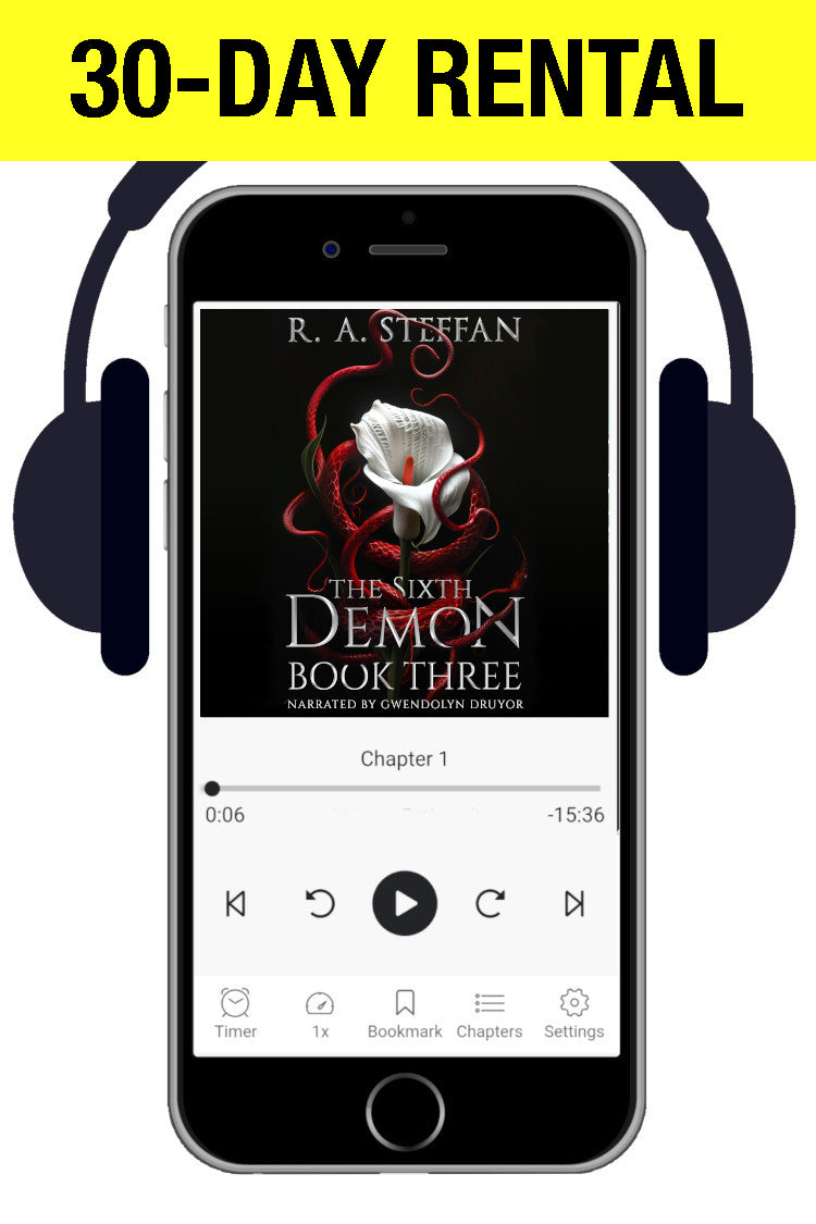 Promotional graphic for a 30-day rental of 'The Sixth Demon Book Three' by R. A.